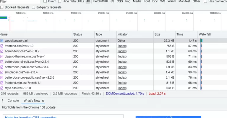 Google Chrome Network Tab